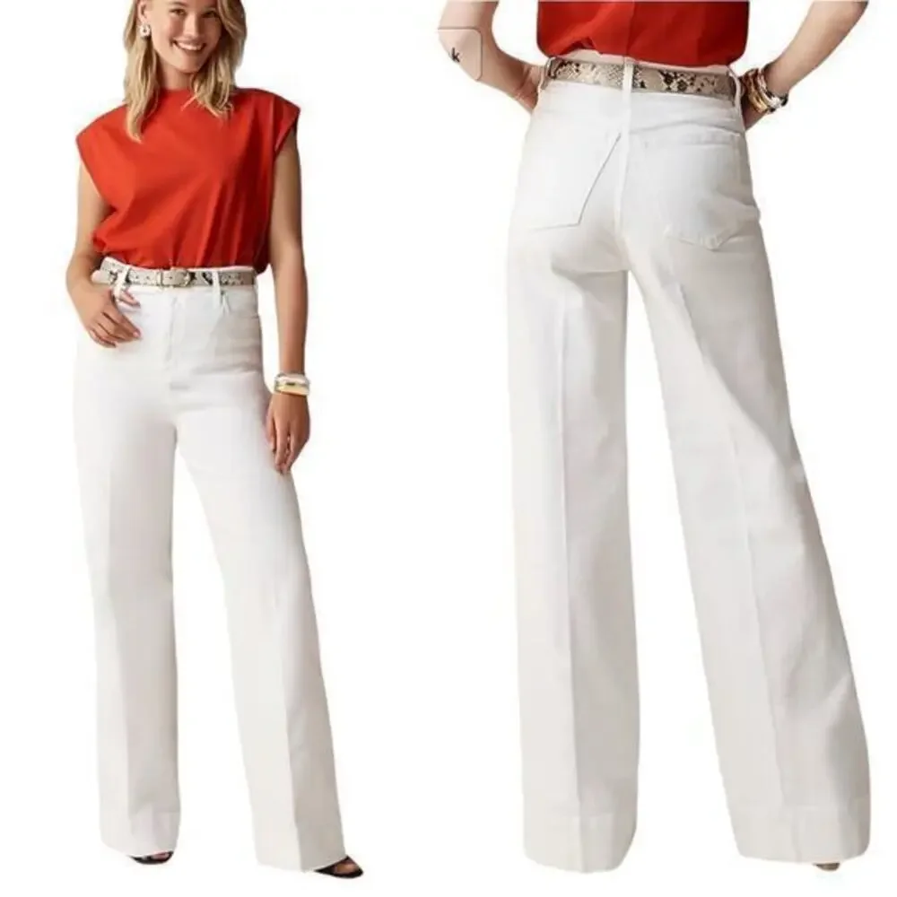 J.Crew Wide-leg denim trouser in white BM338 size 32 NWT